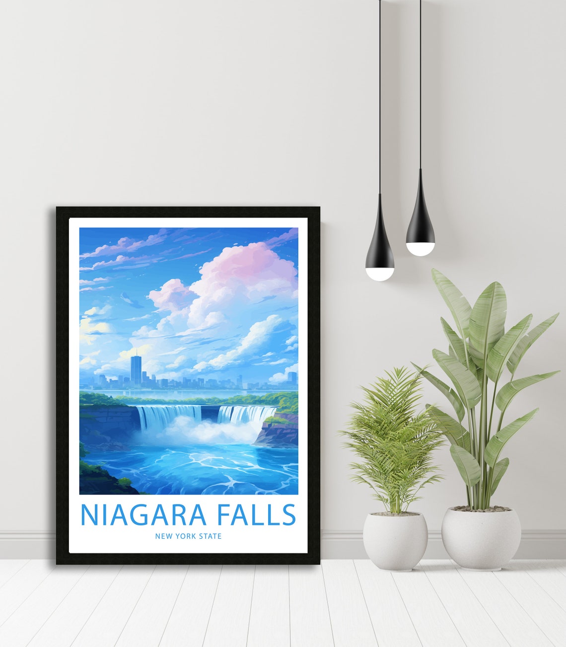 Niagara Falls New York State Falls City Skyline Illustrated Poster - Image 4