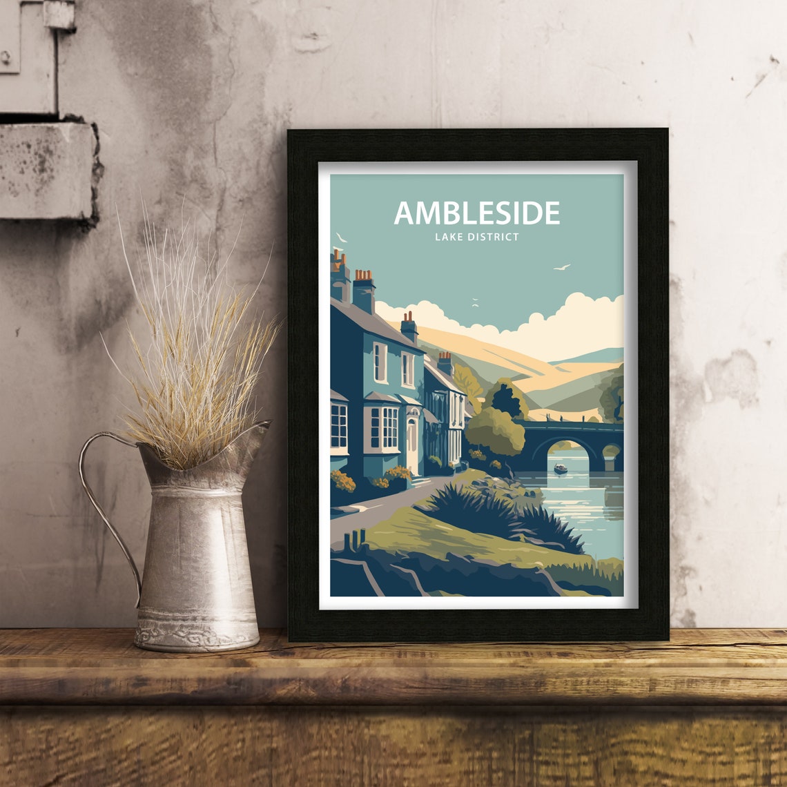 Ambleside Lake District England Riverside Bridge Vintage Travel Poster - Image 5