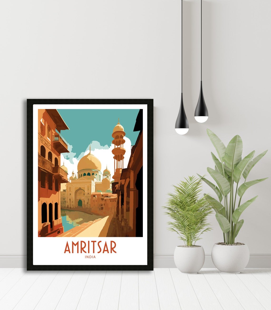 Amritsar India Golden Dome Temple Canal Street Old City Art Poster - Image 5