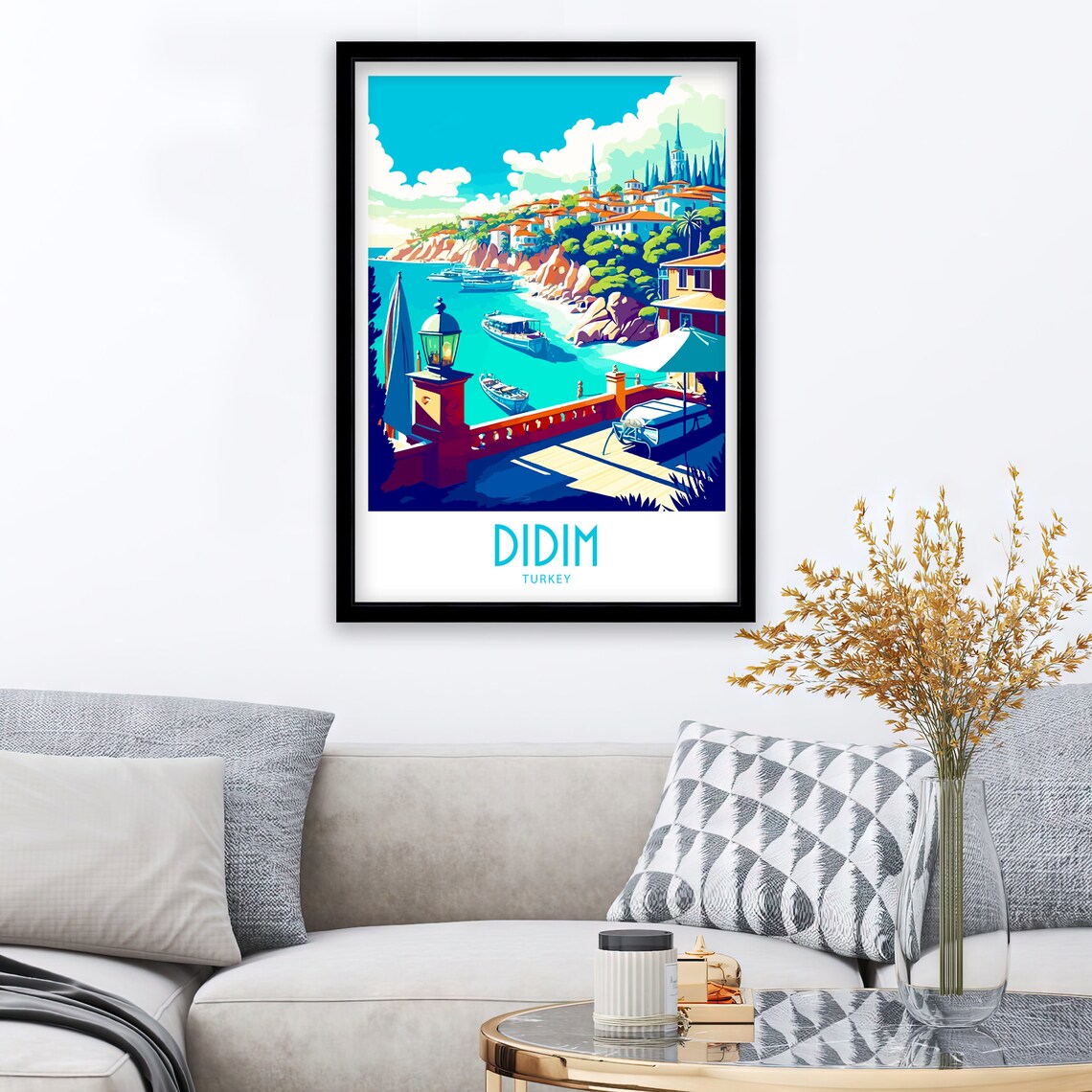 Didim Turkey Aegean Hillside Town Cove Vintage Travel Poster - Image 3