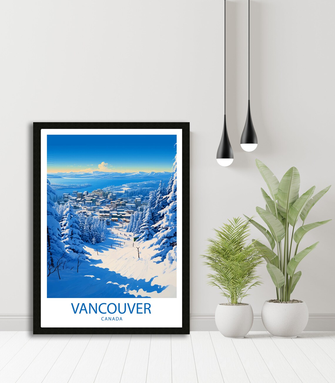 Vancouver Canada Snowy Ski Slope Winter Mountain Travel Poster - Image 4