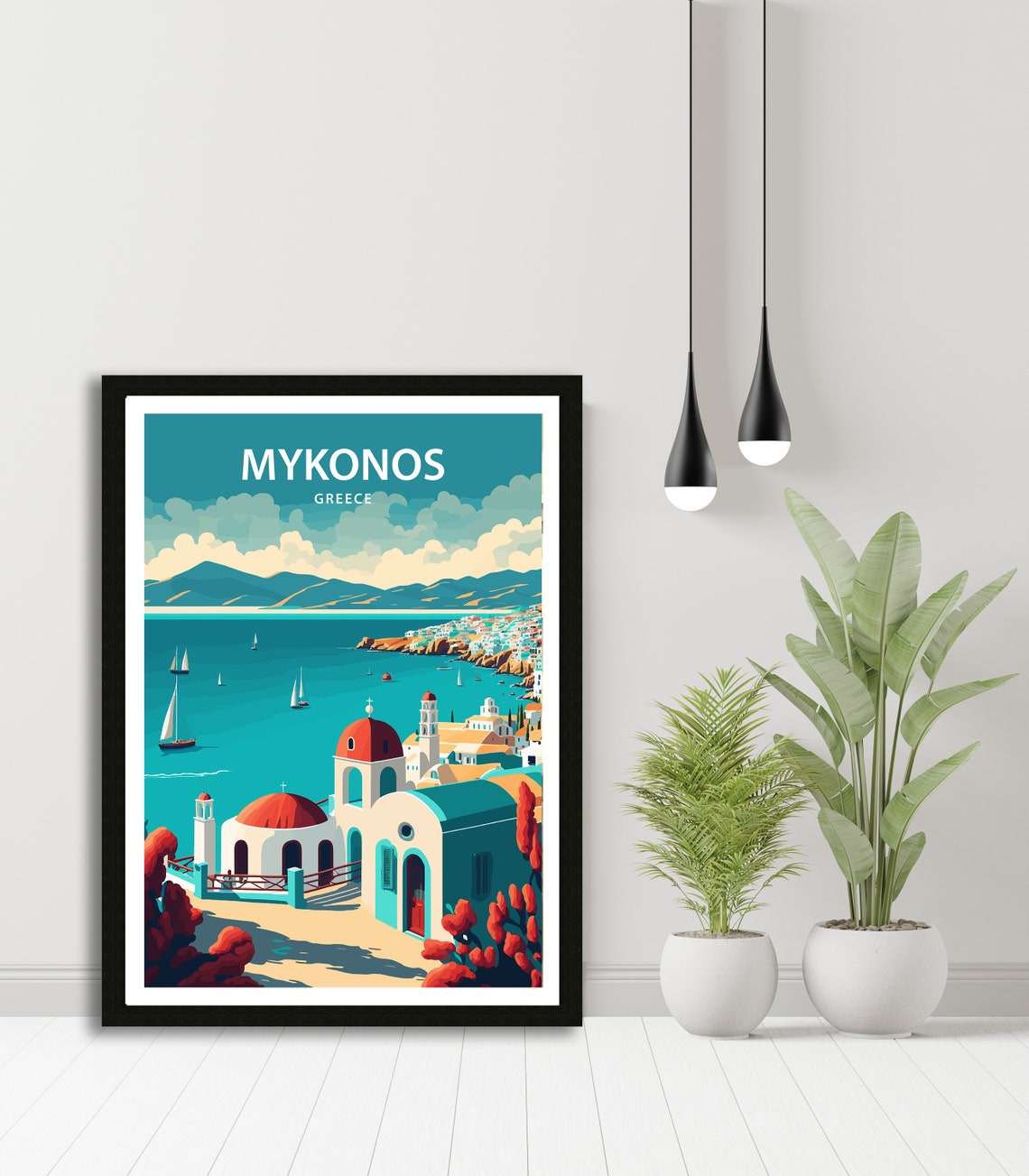 Mykonos Art Print Mykonos Print Greece Print Mykonos Wall Art Mykonos Poster Travel Poster Mykonos Travel Print Greece Art Print - Image 4