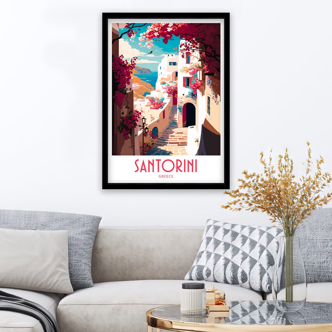 Santorini Greece Travel Poster, Home Decor - Image 3