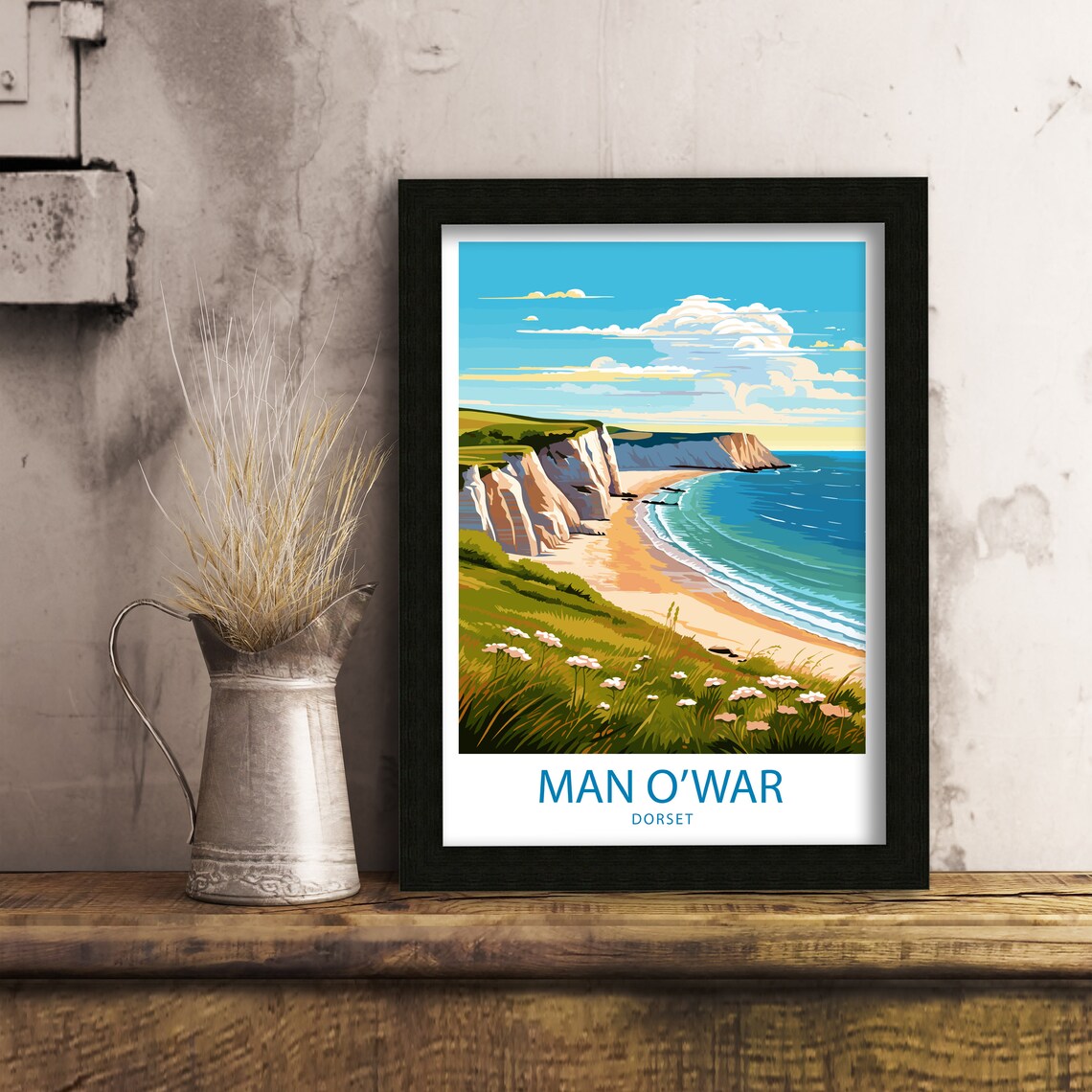 Man O' War Beach Travel Poster, Dorset - Image 5