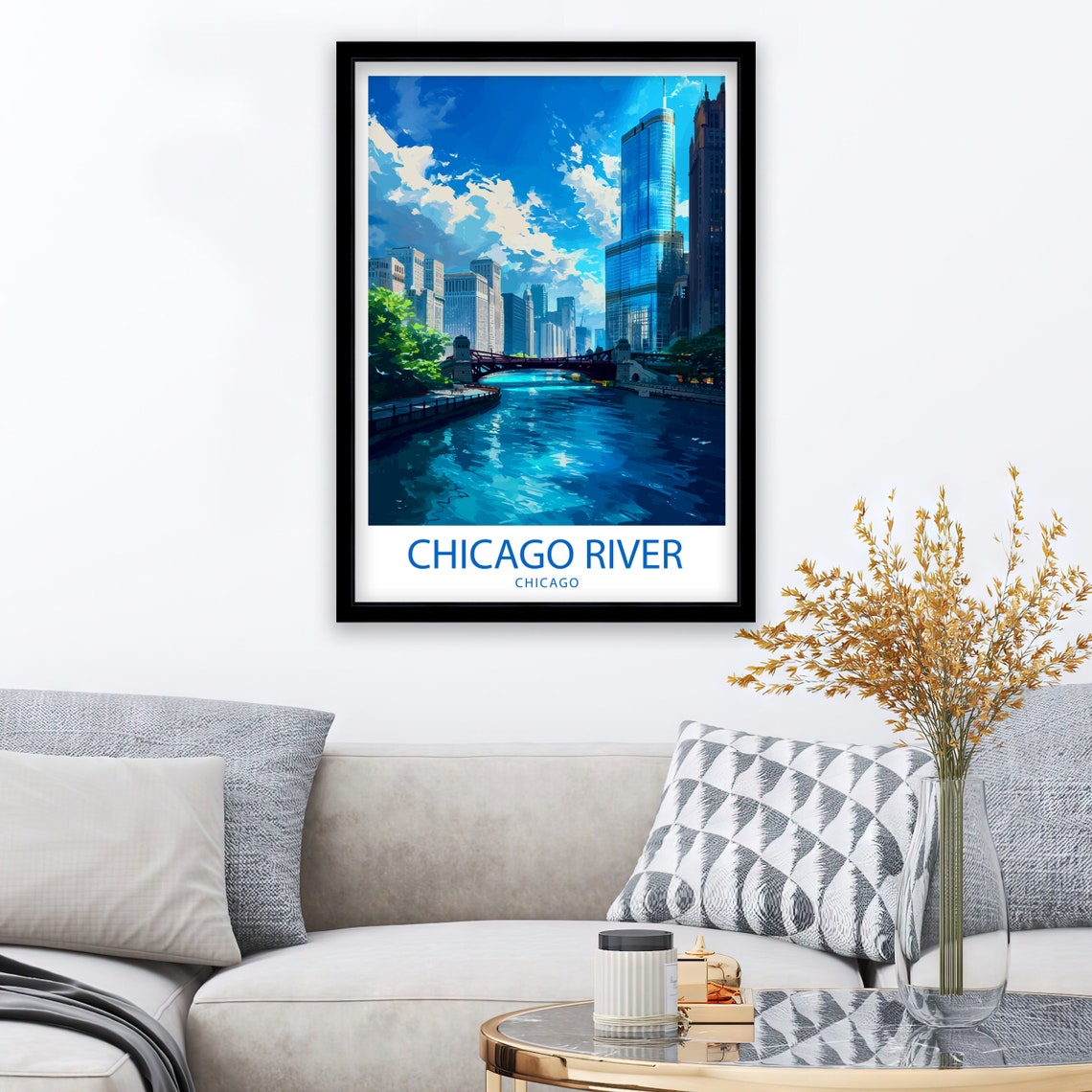 Chicago River Illinois Skyscraper Canyon Riverwalk Travel Poster - Image 2