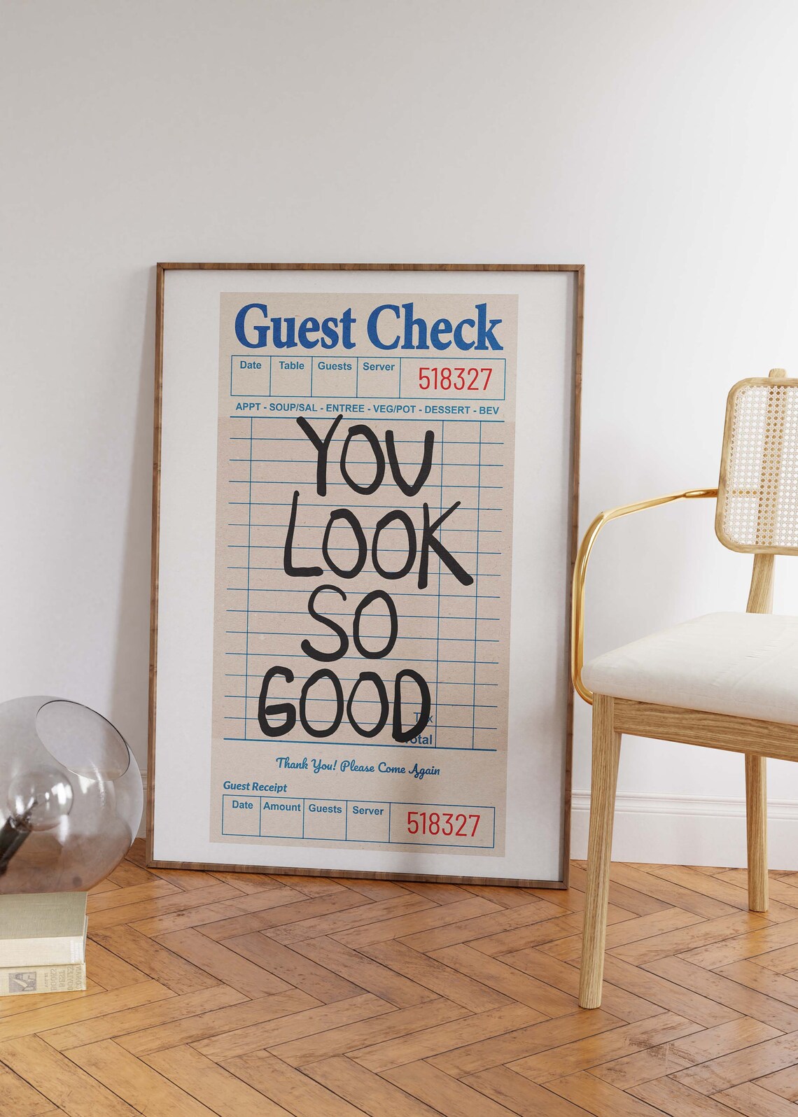Guest Check Retro Bar Cart Art Print, Funky - Image 3