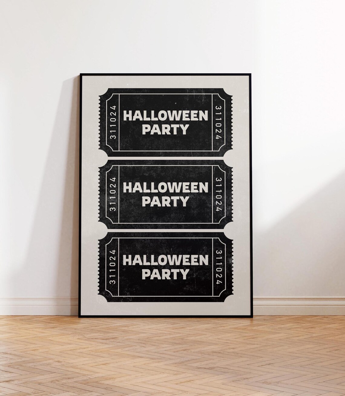 Halloween Party Ticket Stubs Trio Black Retro Halloween Poster