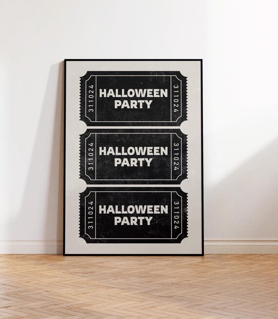 Halloween Party Ticket Stubs Trio Black Retro Halloween Poster