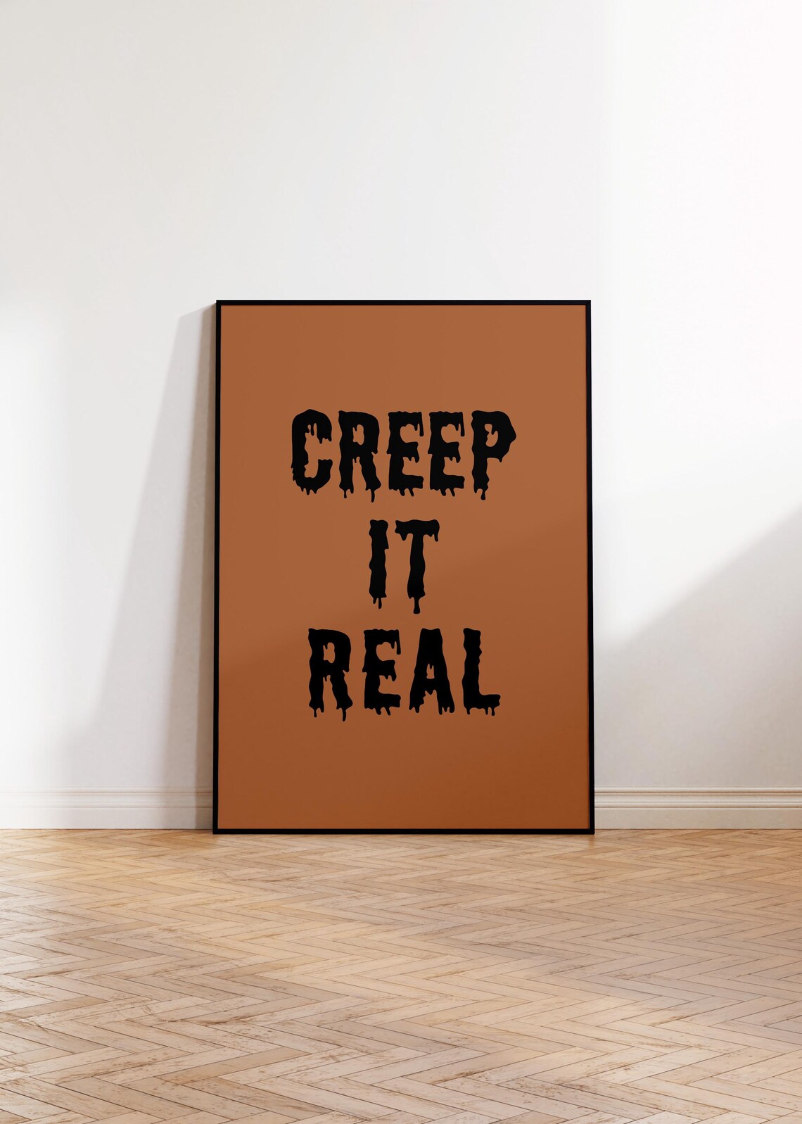 Creep It Real Dripping Black Letters Orange Halloween Poster - Image 2