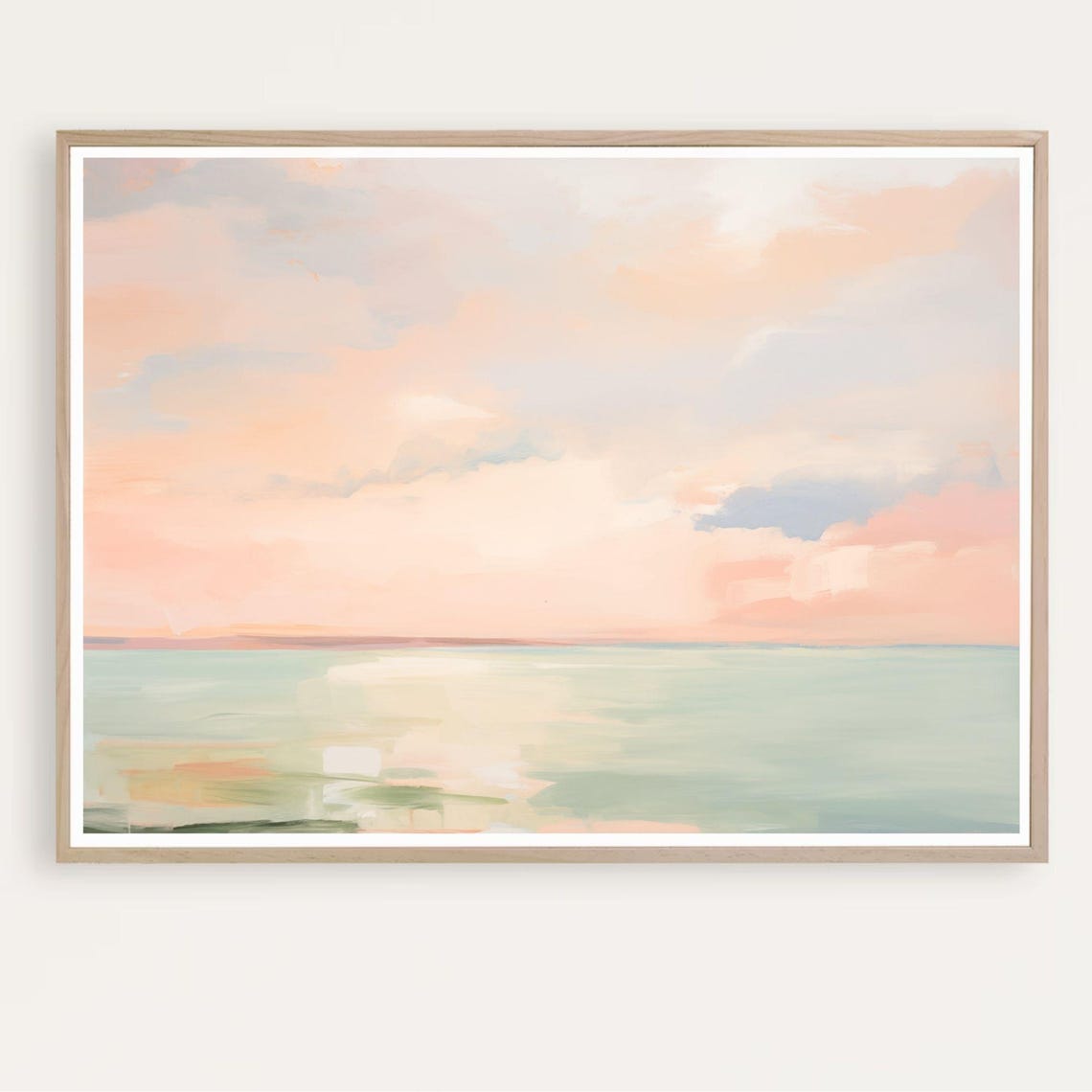 Pastel Sunset Art Print Pink Painting Abstract Coastal Landscape Ocean Seascape