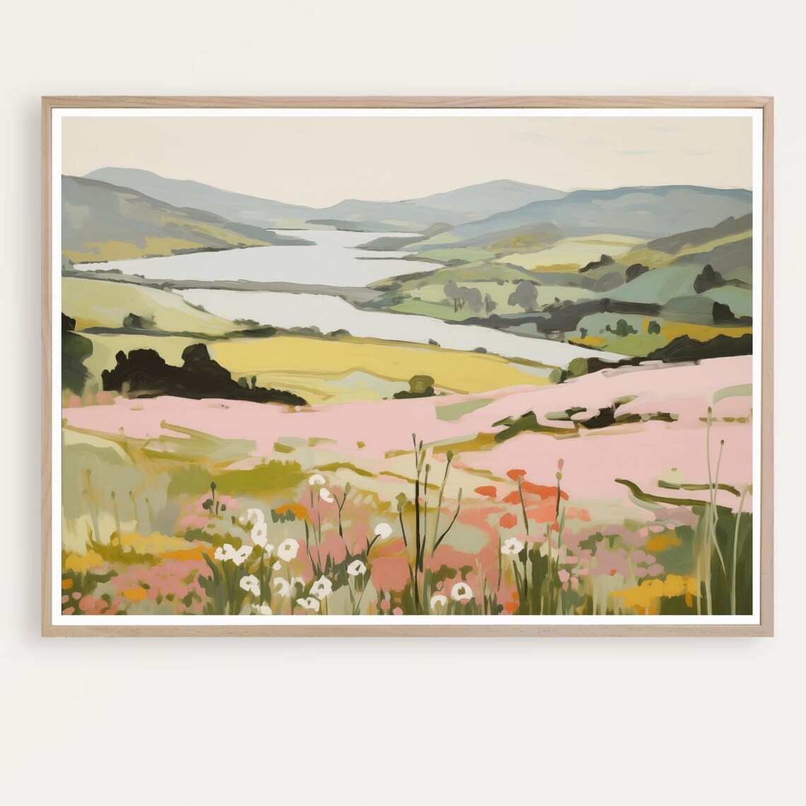 English Countryside Watercolor Landscape Art Print