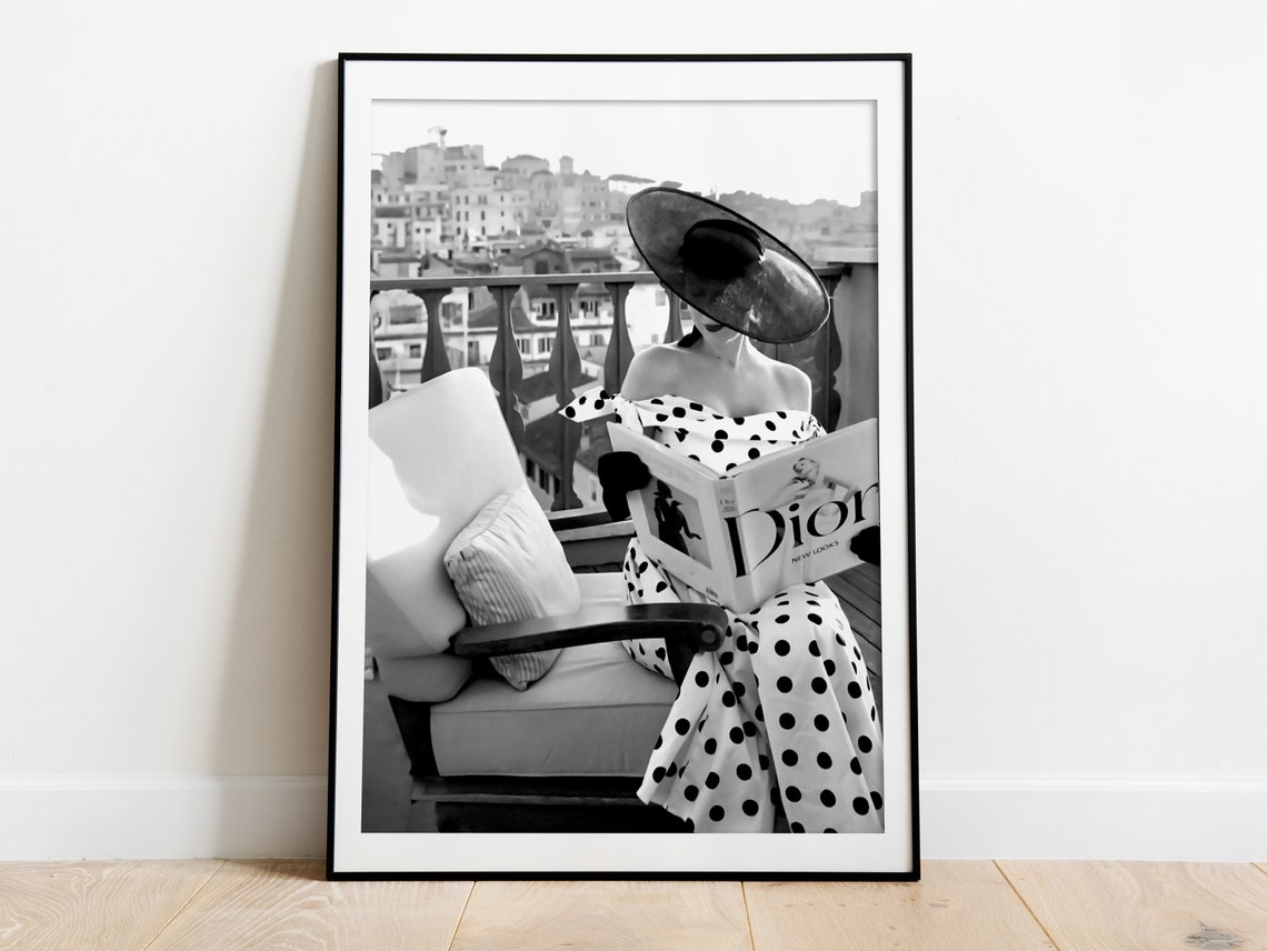 Woman Reading Magazine Print Luxury Fashion Poster Black And White Vintage Photography Hypebeast Wall Art Room Decor - Image 3