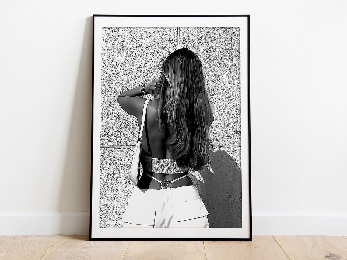 Woman In White From Behind Minimalist Summer Street Fashion Poster - Image 3