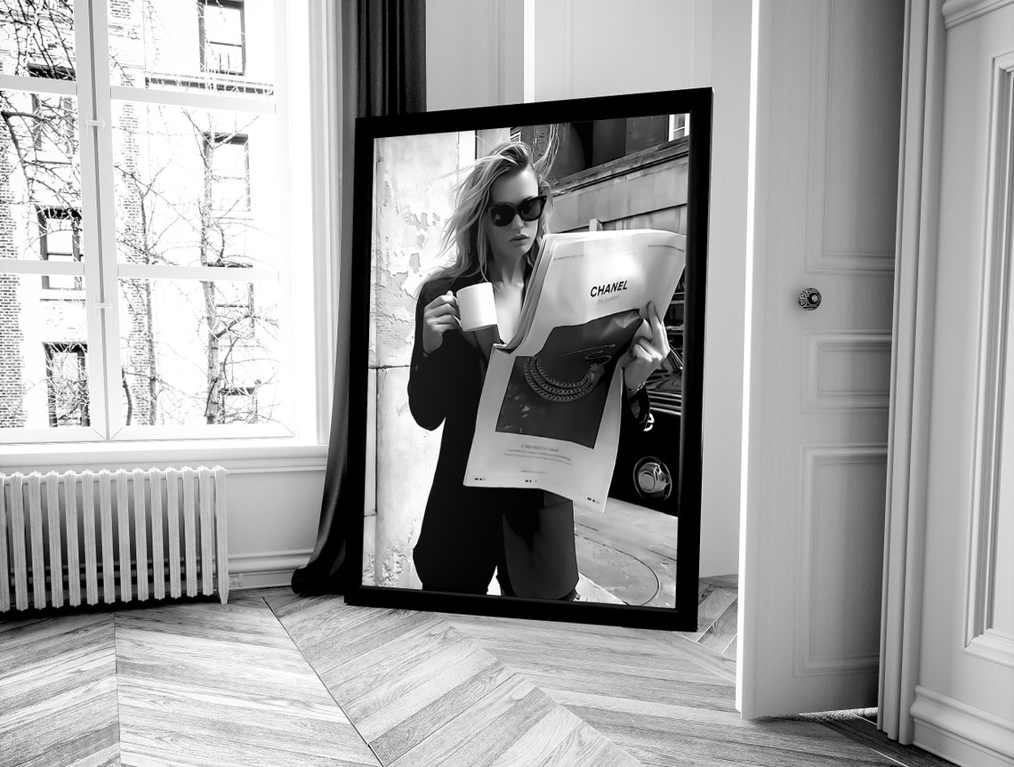 Chanel Newspaper Coffee Paris Street Style Black And White Poster - Image 4