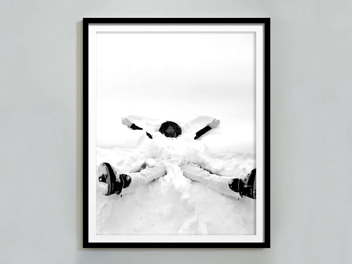 Snow Angel Woman Buried In Deep Fresh Snow Fun Winter Photo Poster