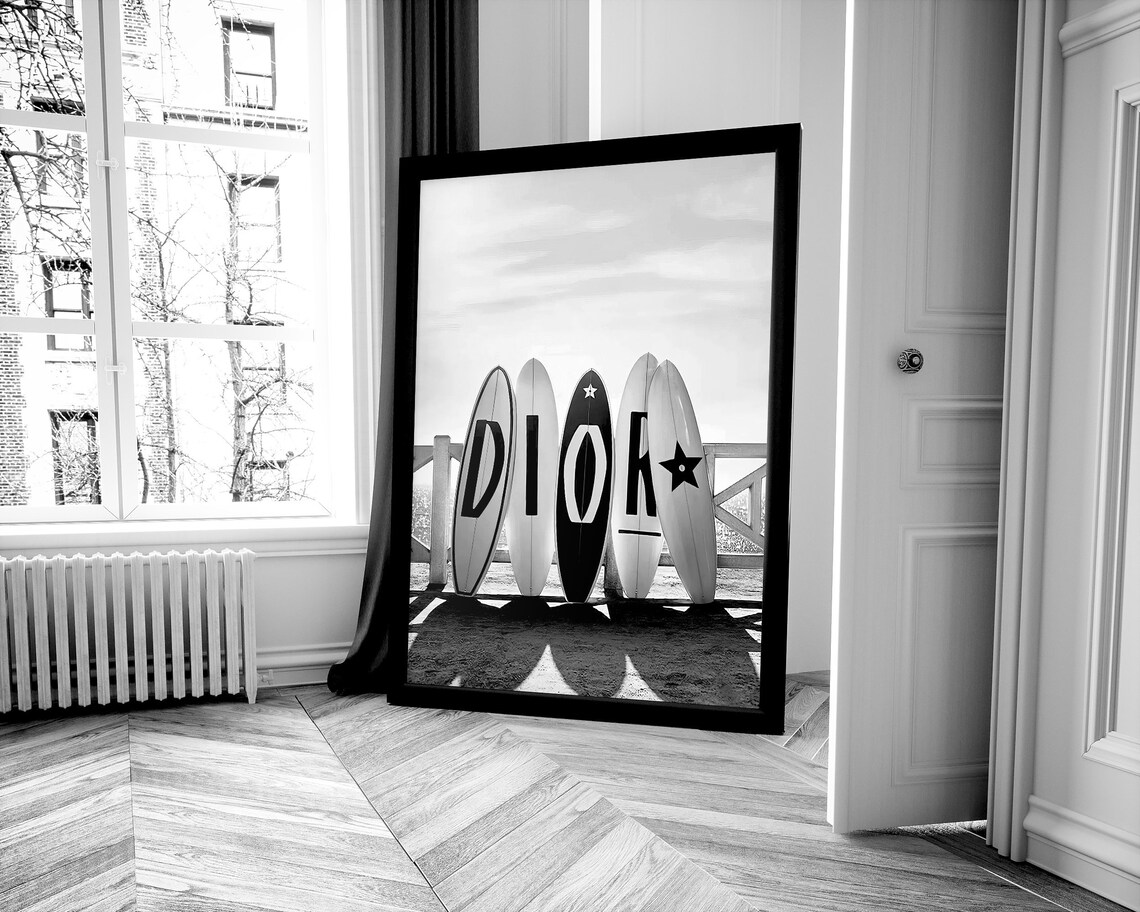 Dior Letter Surfboards Black and White Beach Luxury Photo Poster - Image 2