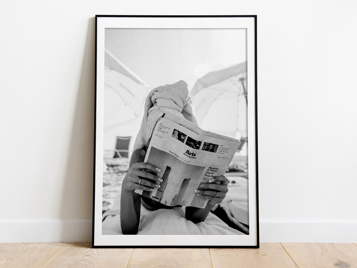 Woman Reading Newspaper Print Luxury Fashion Poster Black And White Girls Bathroom Wall Art Y2k Hypebeast Room Decor - Image 2