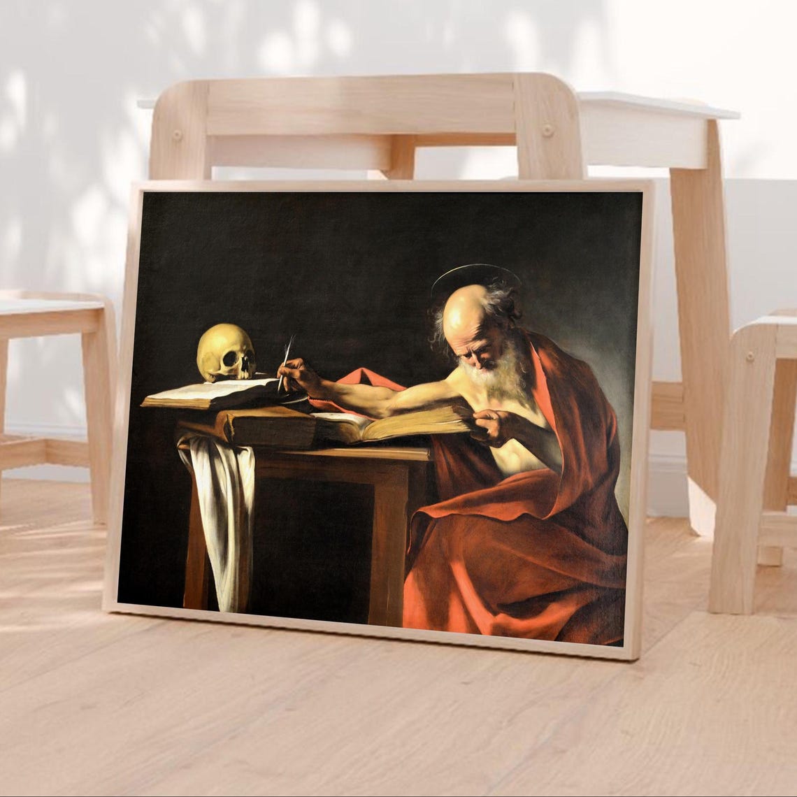 Caravaggio Saint Jerome Writing, Vintage Art Print