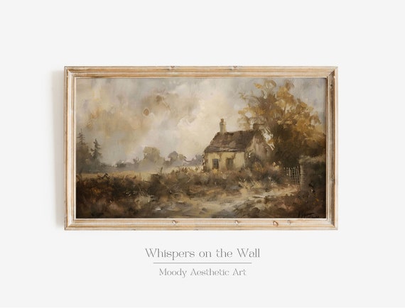 Rustic Cottage Frame Tv Art Farmhouse Wall Decor Moody Frame Tv Art Vintage Style Oil Painting
