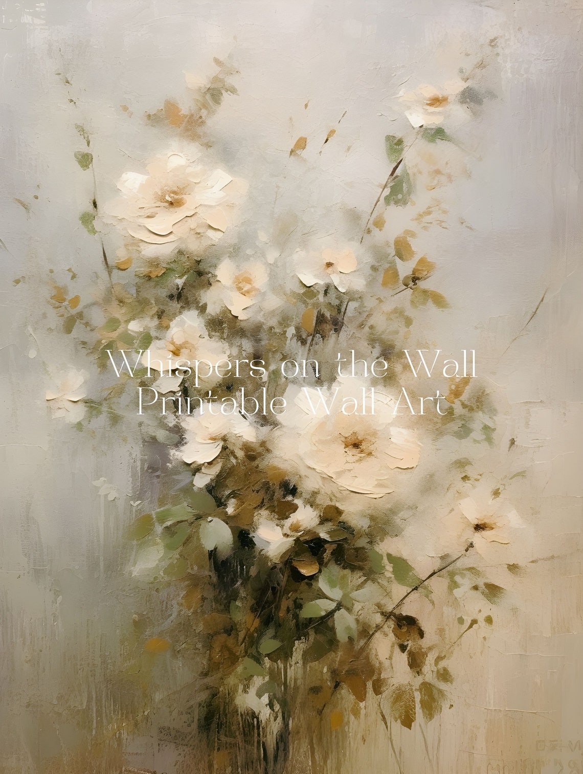 Soft Neutral Airy White Wildflowers French Country Floral Poster - Image 4