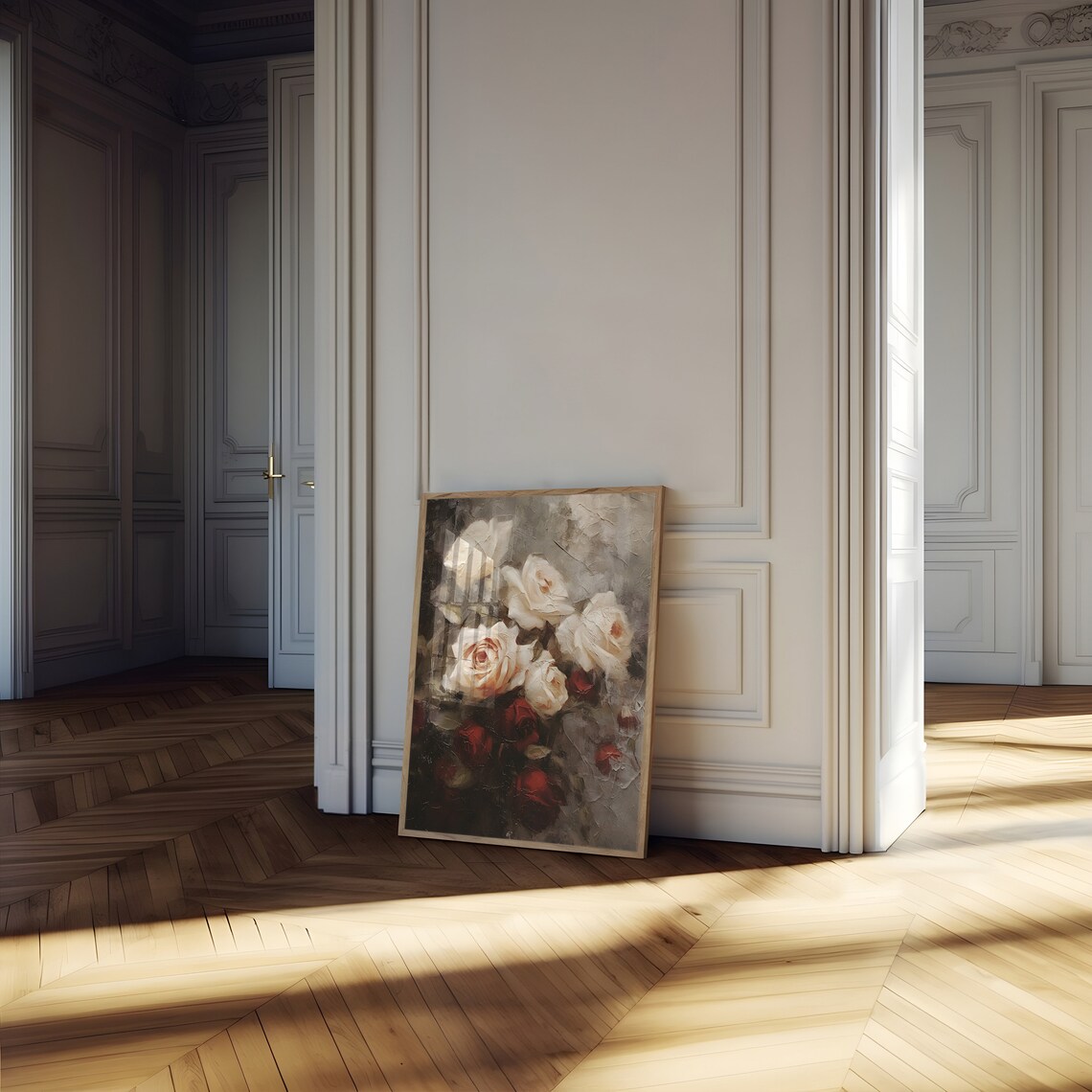 Floral Impasto Roses Art Print, Moody Botanical - Image 4