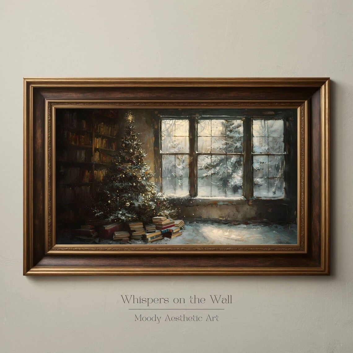 Vintage Christmas Tree Art Print, Moody Winter Decor - Image 5