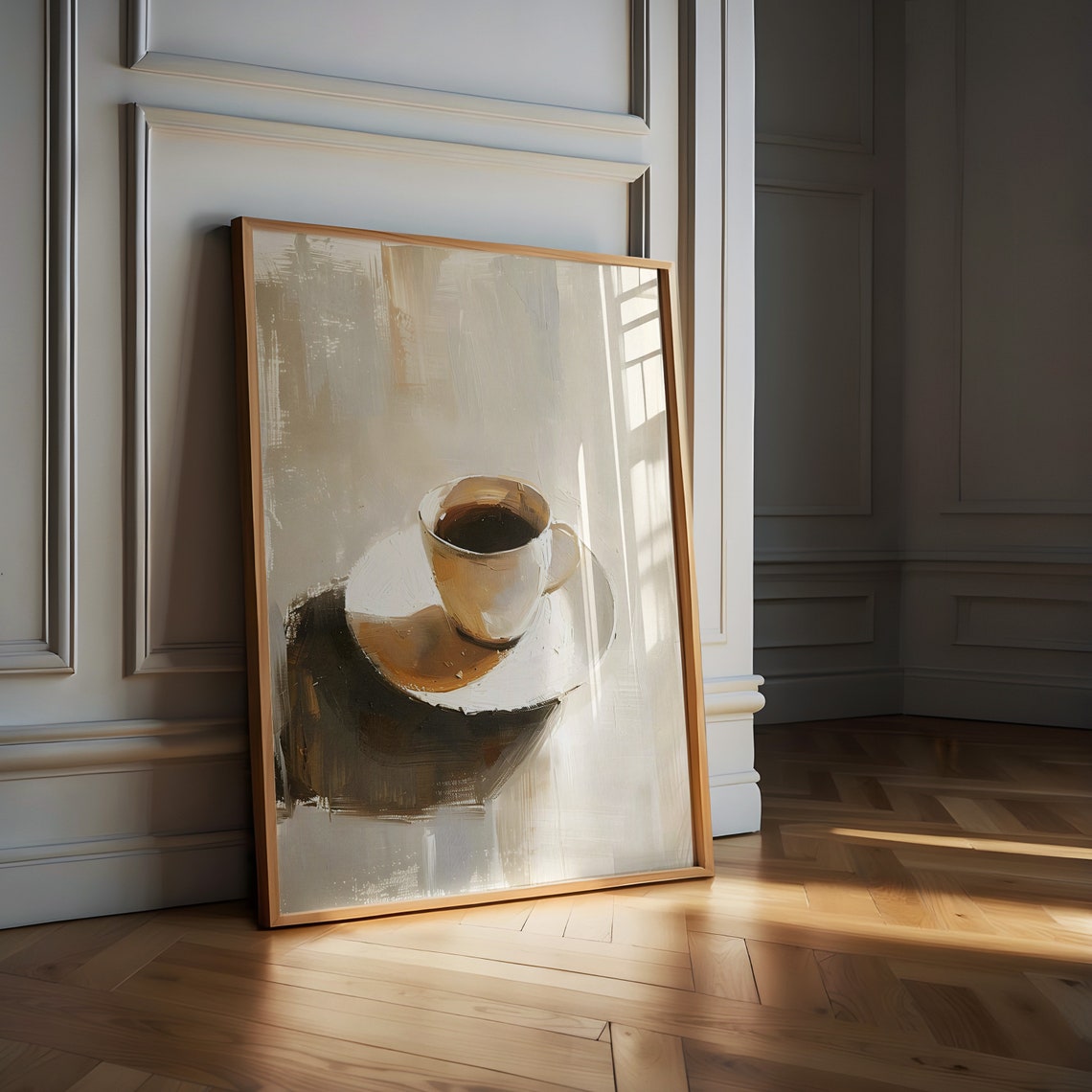 Minimalist Coffee Cup Abstract Neutral Kitchen Painting Poster - Image 6
