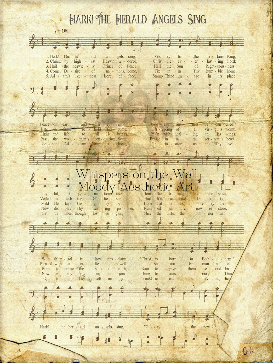 Hark the Herald Angels Sing Vintage Sheet Music Christmas Carol Poster - Image 5