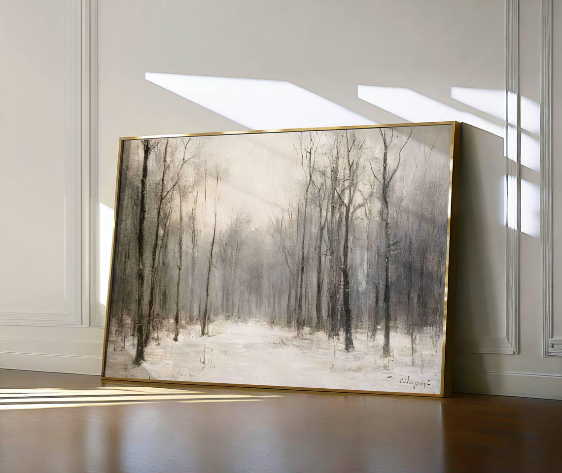 Misty Winter Forest Bare Trees Fog Snow Serene Landscape Poster - Image 3