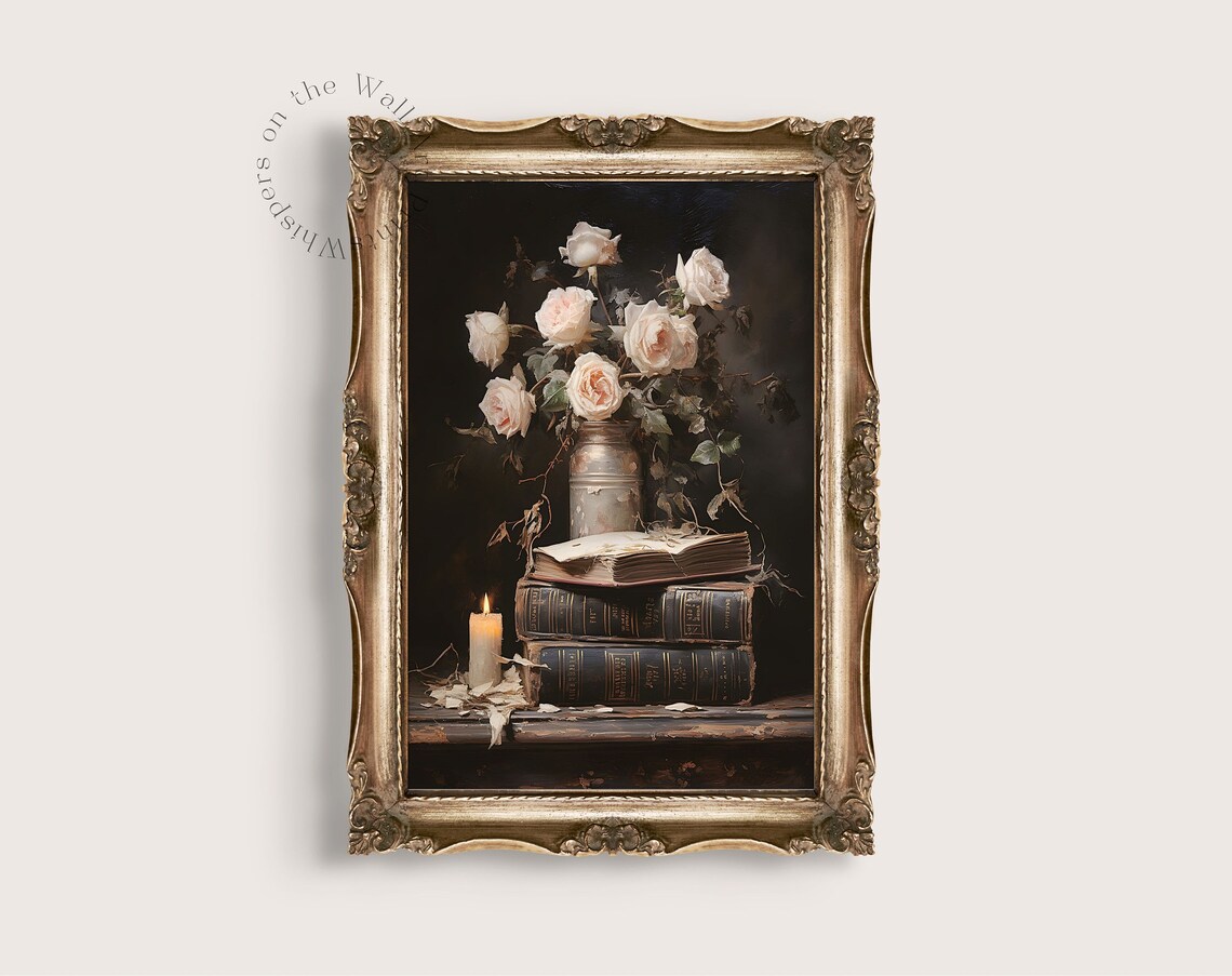 Dark Academia Reading Morning Coffee and Book Moody Still Life Wall Poster - Image 4