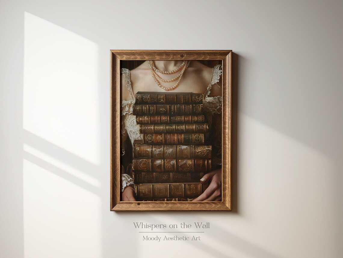 Leather Bound Books Stack Antique Still Life Art Print - Image 2