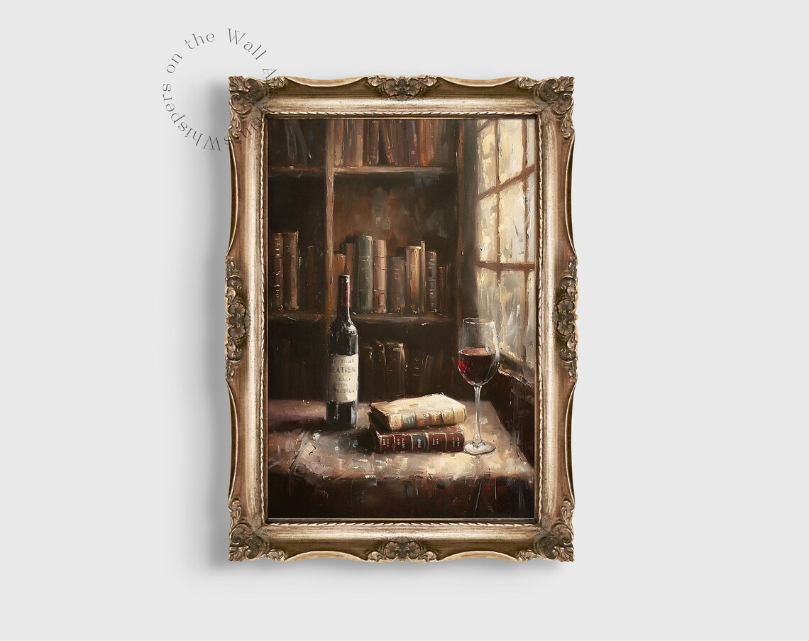 Wine And Books Vintage Kitchen Wall Art Print - Image 6