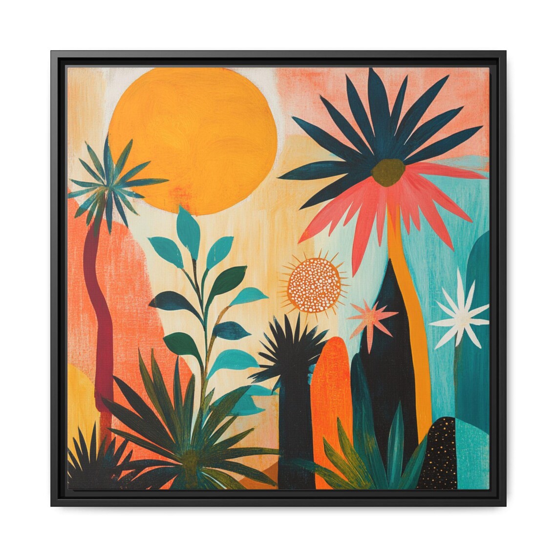 Mid Century Boho Botanical Floral Abstract Painting - Image 5
