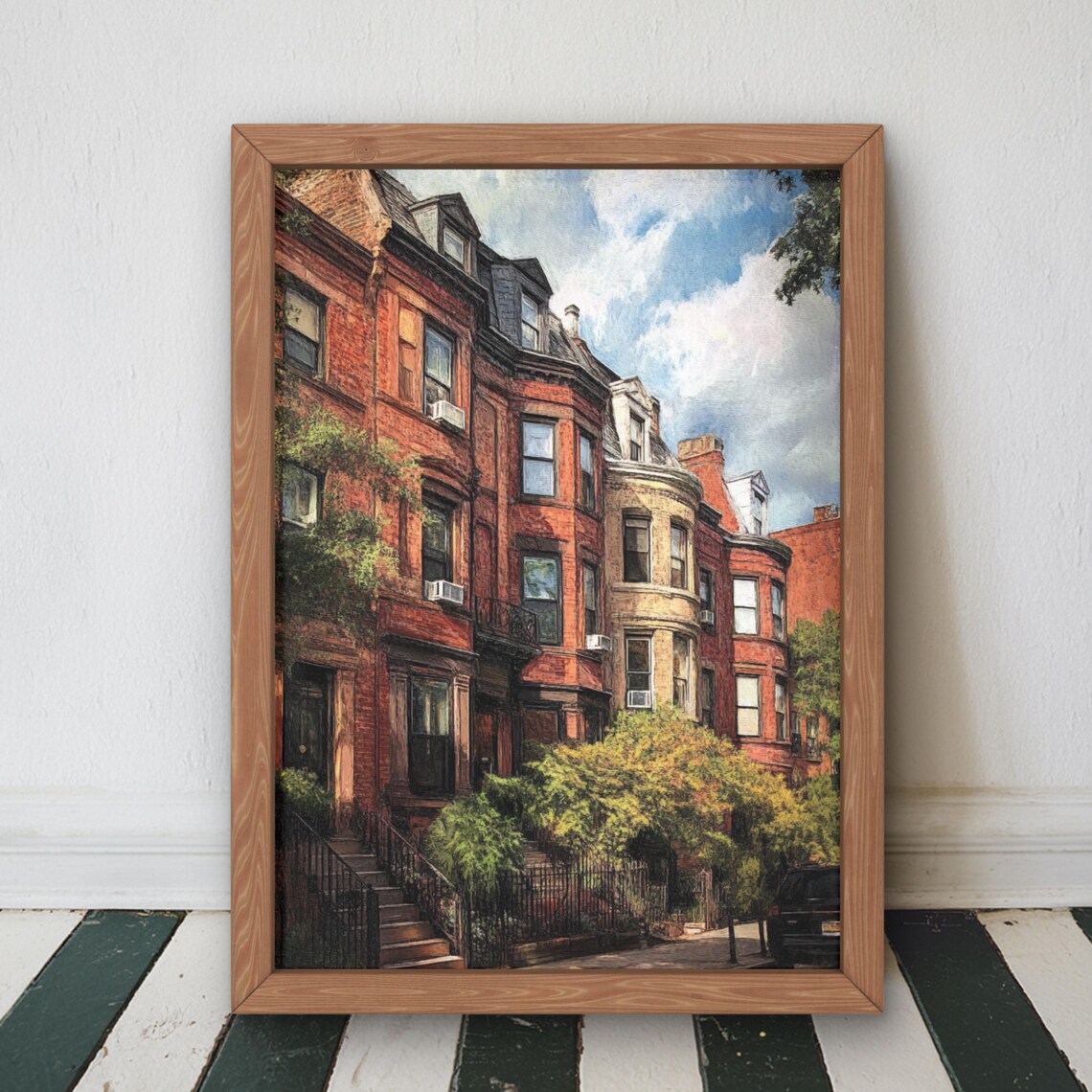 Boston Art Print, Colorful Brownstone Theme - Image 4