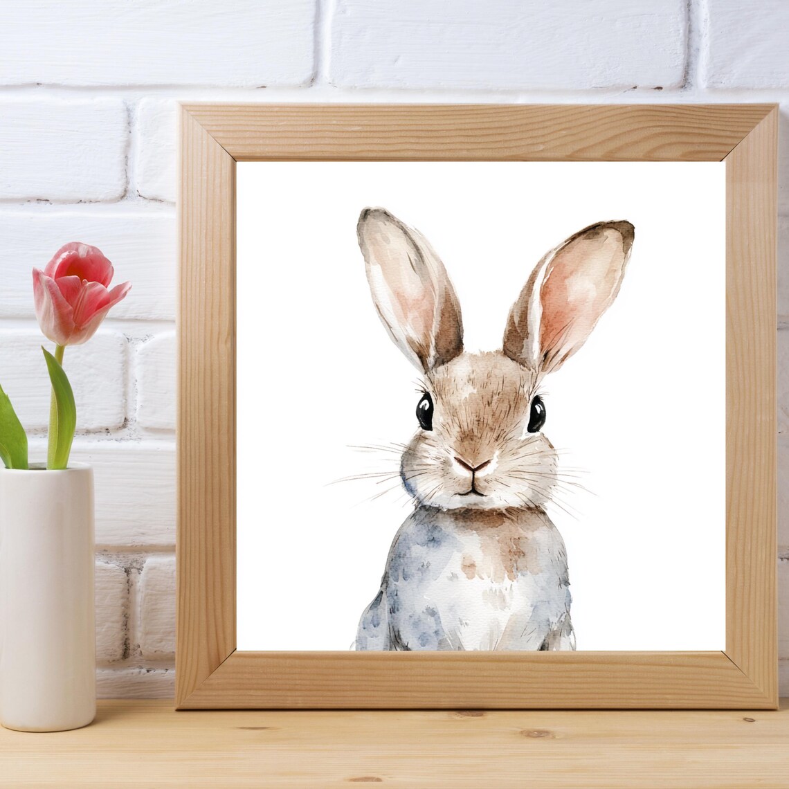 Watercolor Bunny Nursery Decor, Baby Room Art Print