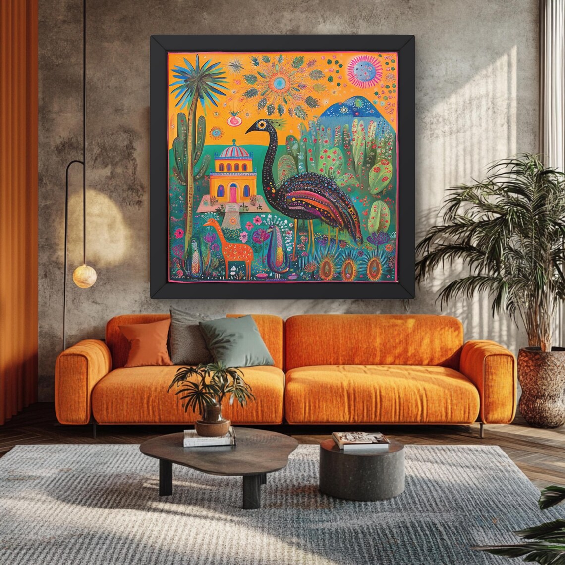 Mexican Folk Art Birds and Botanical, Boho Art Print