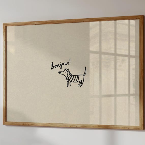French Dog Print, Trendy Minimalist Art Poster