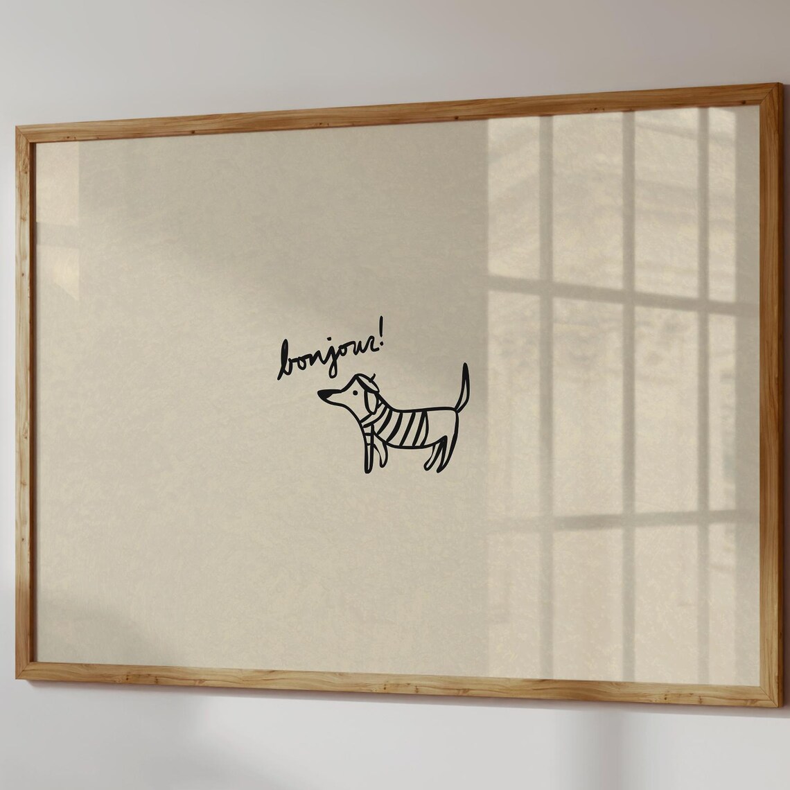 French Dog Print, Trendy Minimalist Art Poster