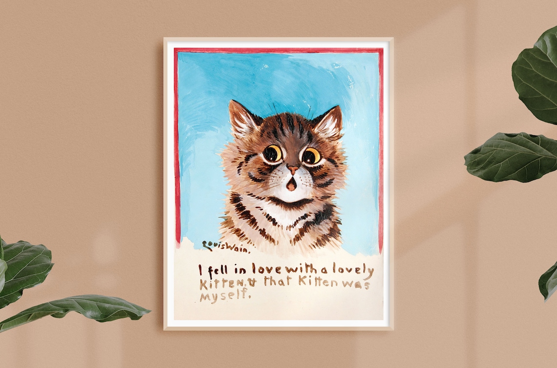 Vintage Louis Wain Kitten Art Print, Nursery Decor - Image 2
