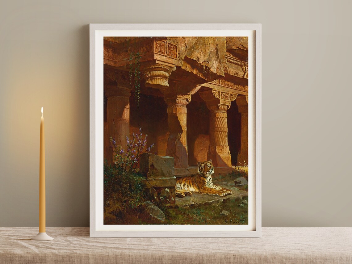 Vintage Tiger At Rest, Rudolf Ernst Art Print