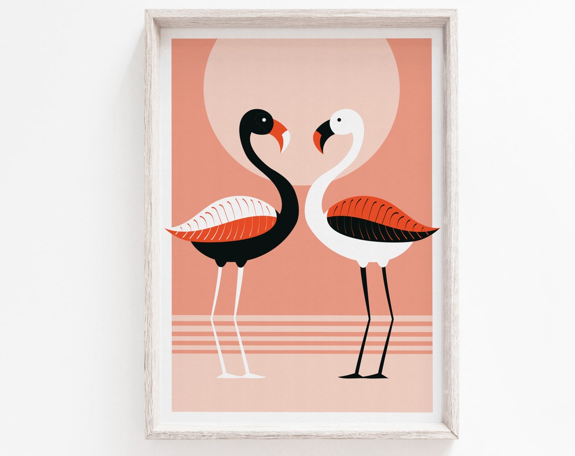 Flamingo Minimalist Art Print, Modern Bird Wall Art