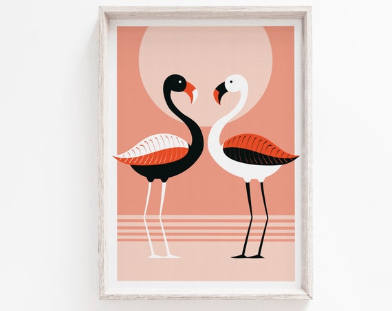 Flamingo Minimalist Art Print, Modern Bird Wall Art
