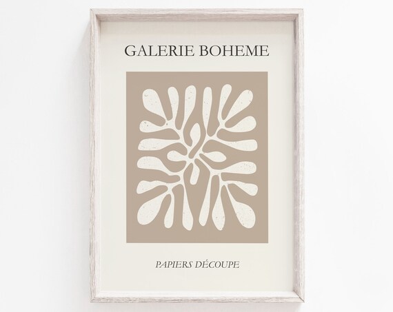 Henri Matisse Style Galerie Boheme Coral Cutout Beige Poster
