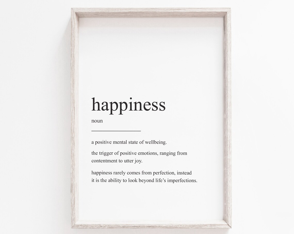 Art Happiness Definition, Minimalist Art Print