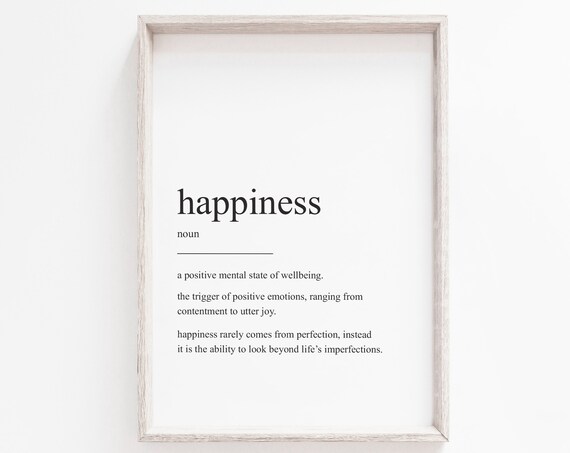 Art Happiness Definition, Minimalist Art Print