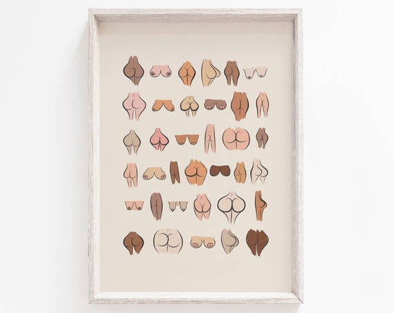 Body Print Bums Nude Boho Art Print