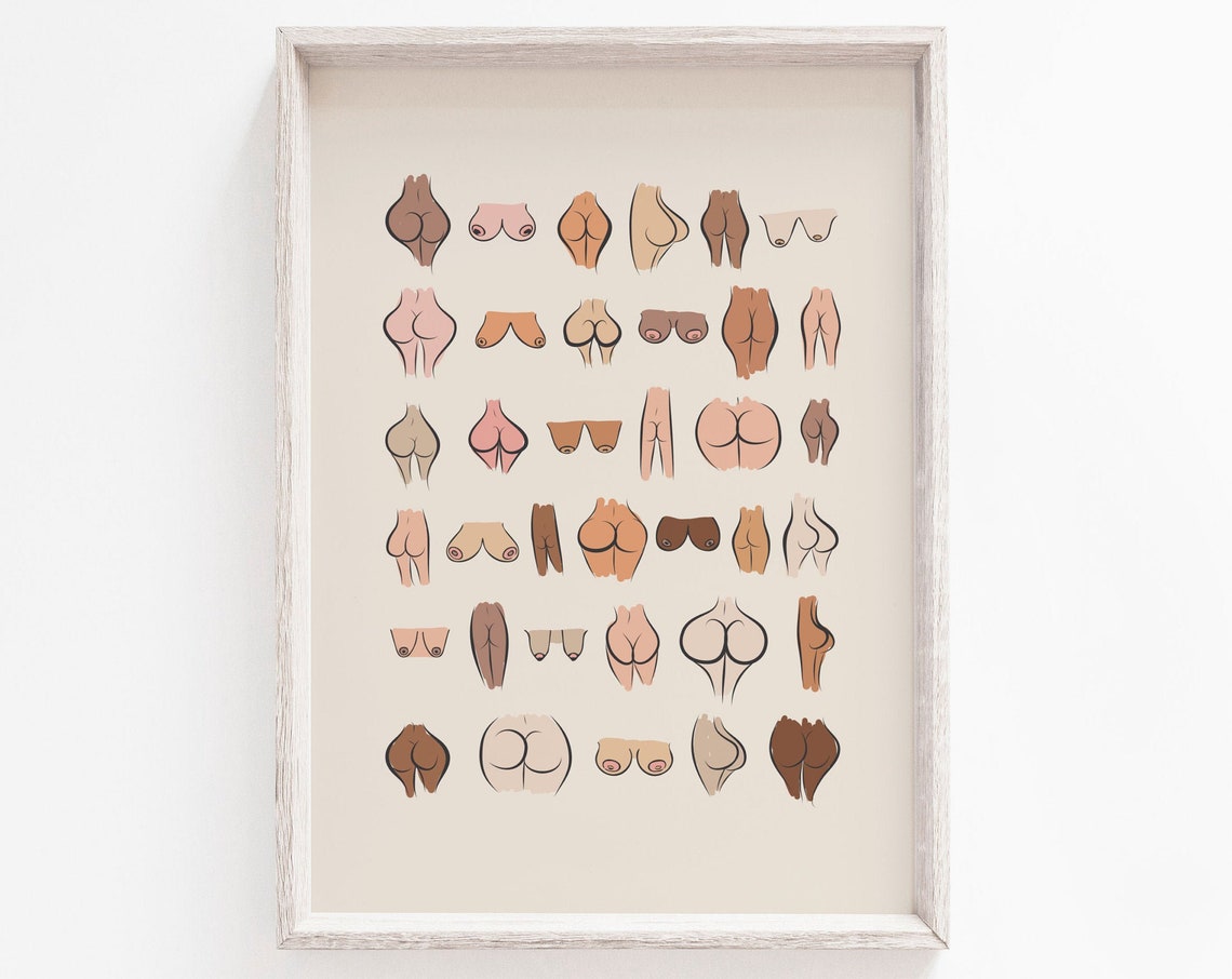 Body Print Bums Nude Boho Art Print