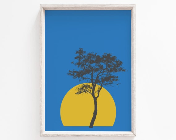 Tree Print Blue Print Tree Wall Art Blue Wall Art Wall Art Art Print Wall Art Minimalist Scandinavian Print