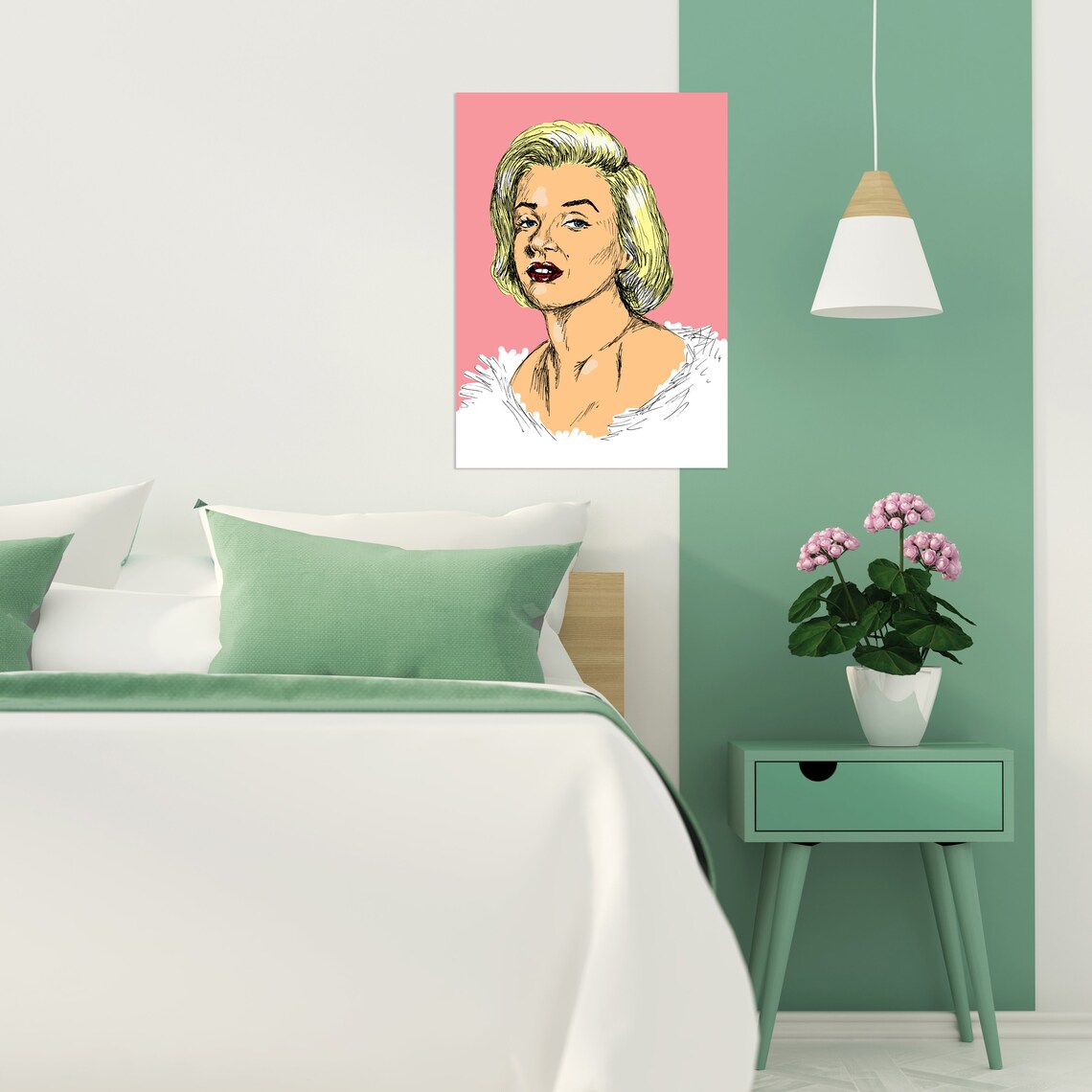 Marilyn Monroe Pop Art Pink Portrait Retro Hollywood Icon Poster - Image 3