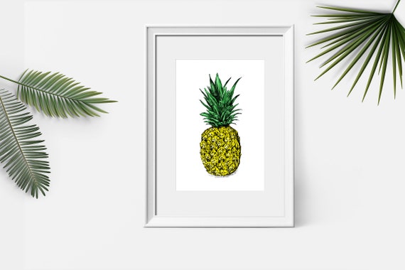 Pineapple Wall Decor Pop Art Botanical Print Pineapple Poster Tropical Print Botanical Print Pineapple Green Yellow Print